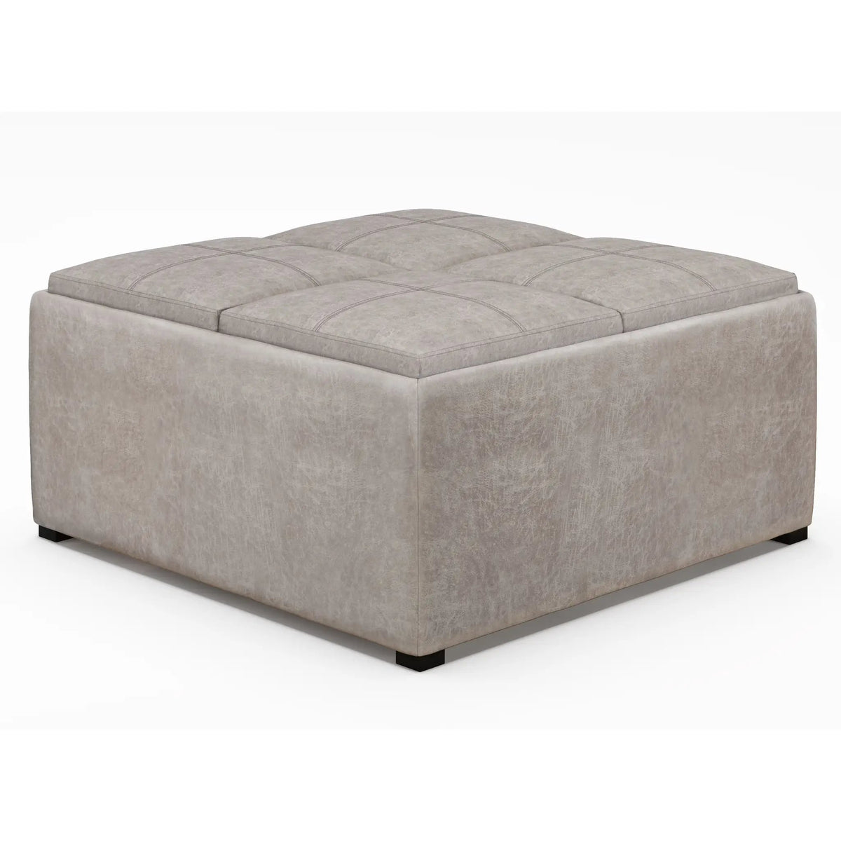 Avalon Square Storage Ottoman | Coffee Table Design | Four Flip Over Serving Trays | 35 Inch Width