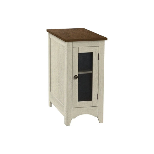 Narrow Accent End Table | Transitional Style | Closed Cabinet | Round Metal Knob