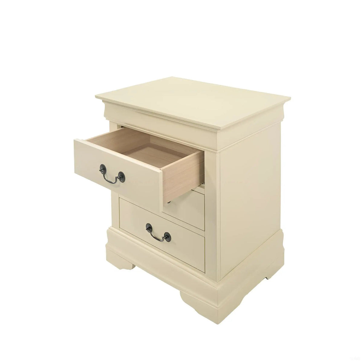 Louis Phillipe Nightstand | Traditional Wood Design | English Dovetailed Drawers | Metal Center Guides