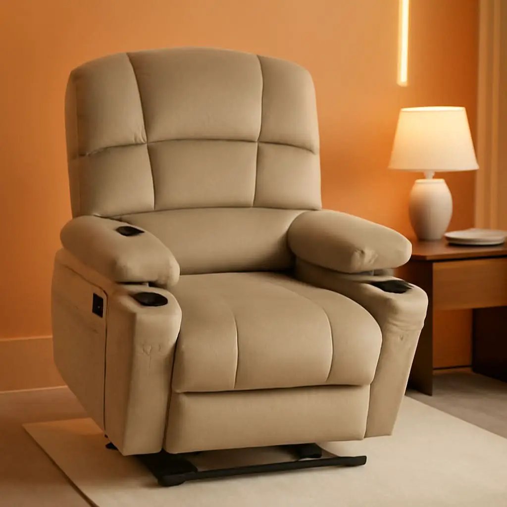 Dual Motor Power Lift Recliner Chair With Massage And Heat Beige Fabric Medium from PriceLows™