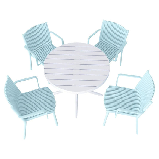 4 Armchair Matched With Round Table 5 Piece Outdoor Set | PriceLows™