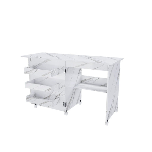 4 In 1 Folding Sewing Table With Lockable Wheels, Multi Functional Craft Station - | 45.67 x 15.75 x 30.71 in | Steel & Mdf | White