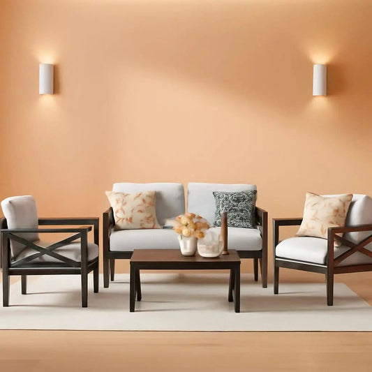 4 Piece Outdoor Metal Patio Set With 5.5 Inch Cushions And Coffee Table from PriceLows™