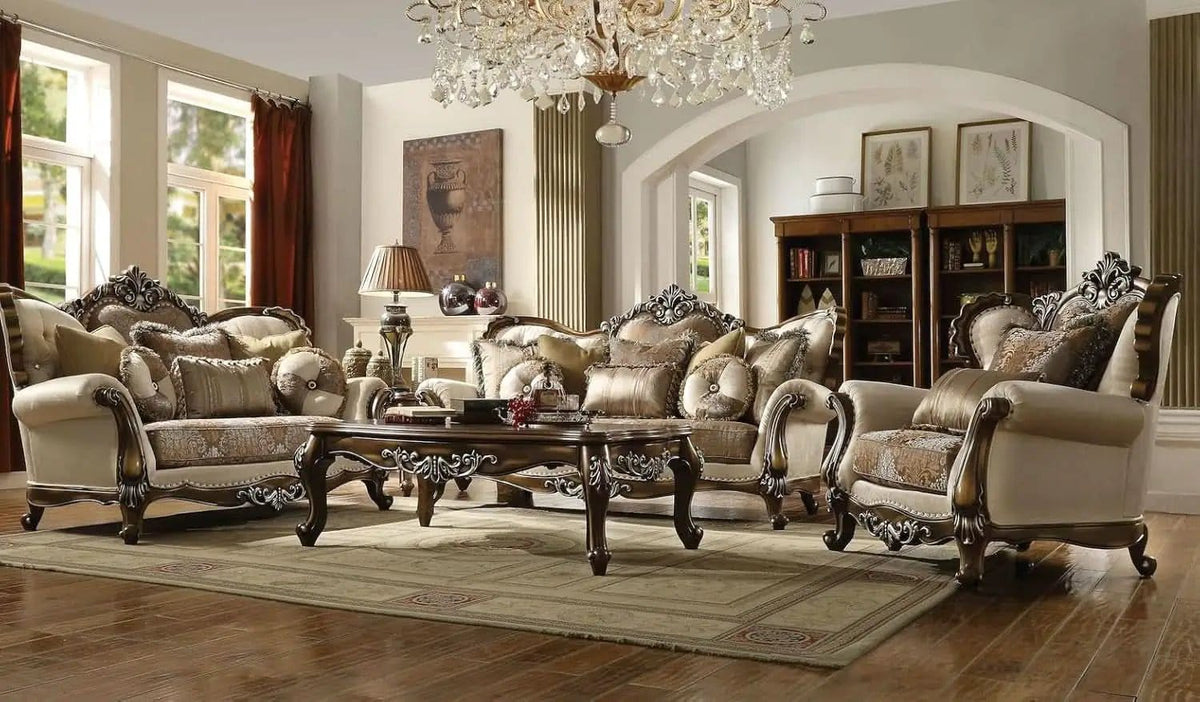 4 Piece Traditional Living Room Set With 91In Sofa Loveseat Chair Coffee Table from PriceLows™