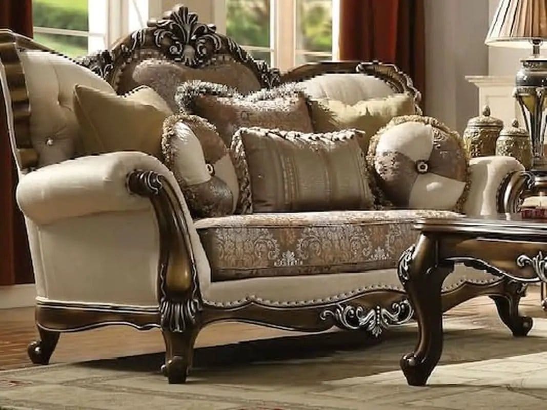 4 Piece Traditional Living Room Set With 91In Sofa Loveseat Chair Coffee Table from PriceLows™