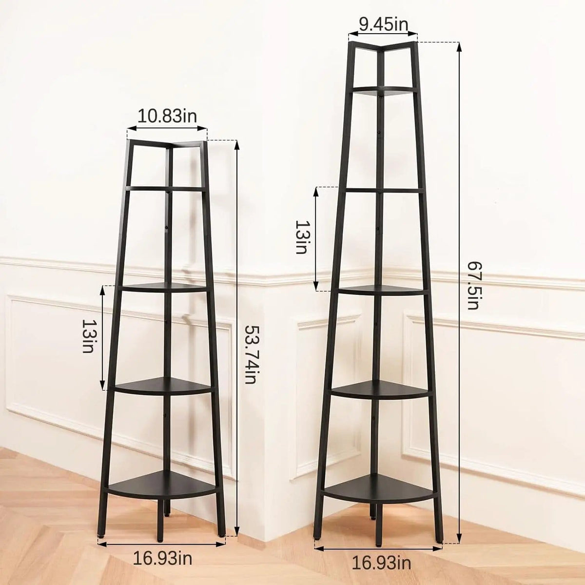 4 Tier Corner Shelf With Metal Frame Tall Bookcase from PriceLows™