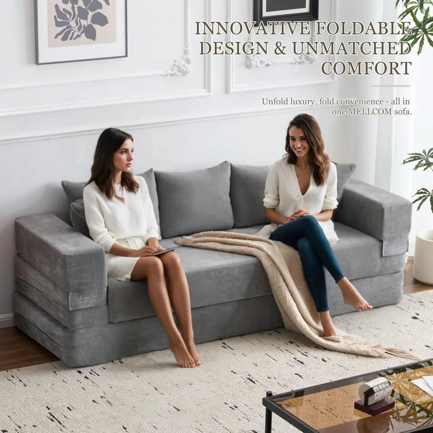 4 In 1 Convertible Folding Sofa Bed With Pillows from PriceLows™