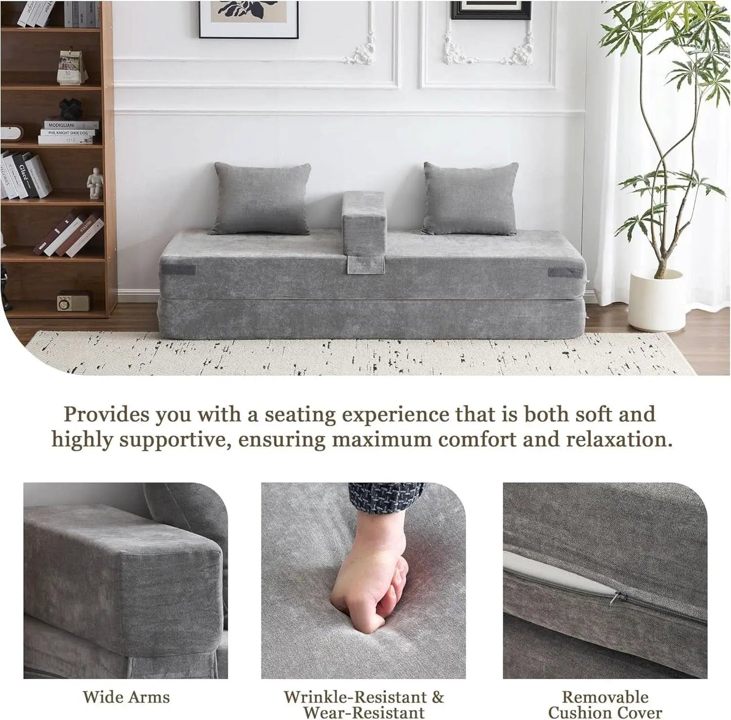4 In 1 Convertible Folding Sofa Bed With Pillows from PriceLows™