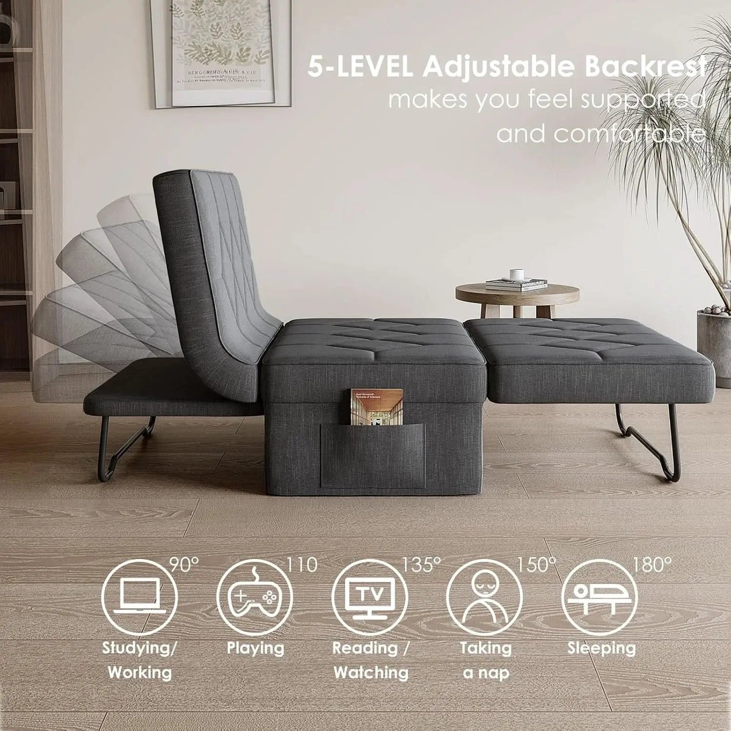 4 In 1 Convertible Sleeper Sofa Bed With Ottoman from PriceLows™