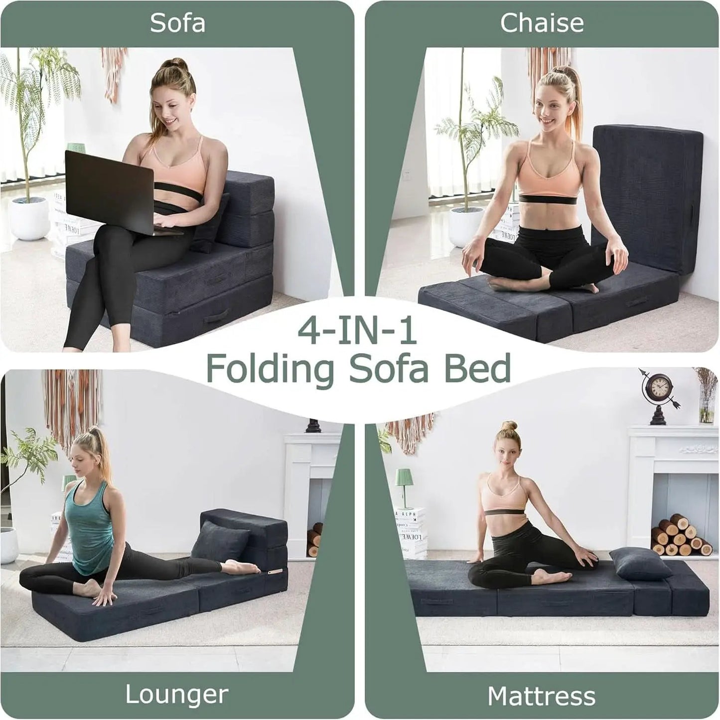 4 in 1 Folding Sofa Bed with Memory Foam Comfort from PriceLows™