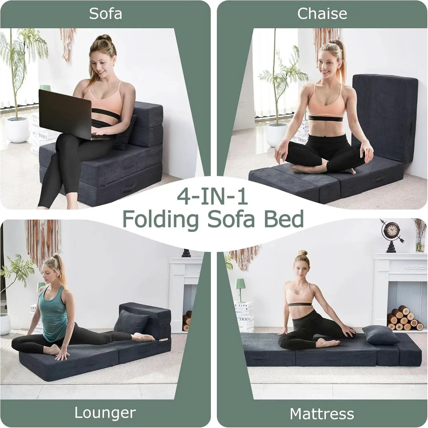 4 in 1 Folding Sofa Bed with Memory Foam Comfort from PriceLows™