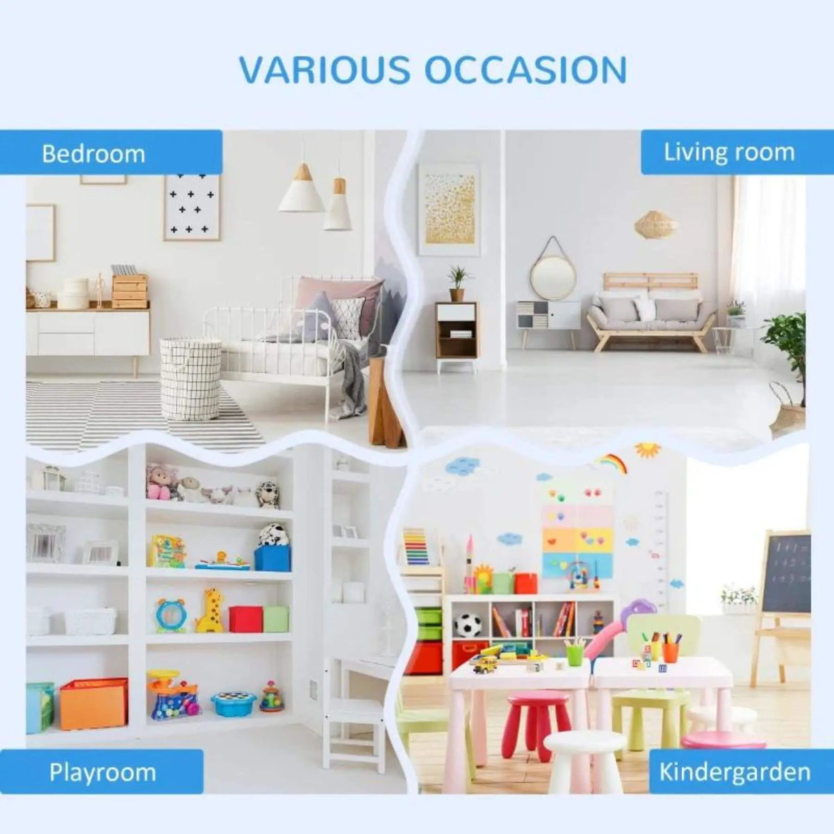 Kids Bookcase | Multi Shelf | Rolling Storage Drawer | White