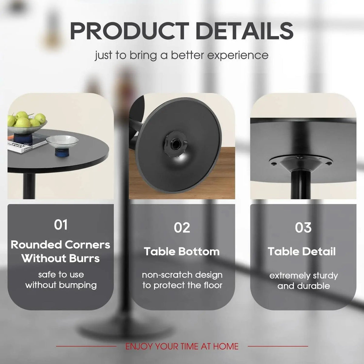 40 Inch Round Bistro Pub Table Industrial Grade MDF Top from PriceLows™