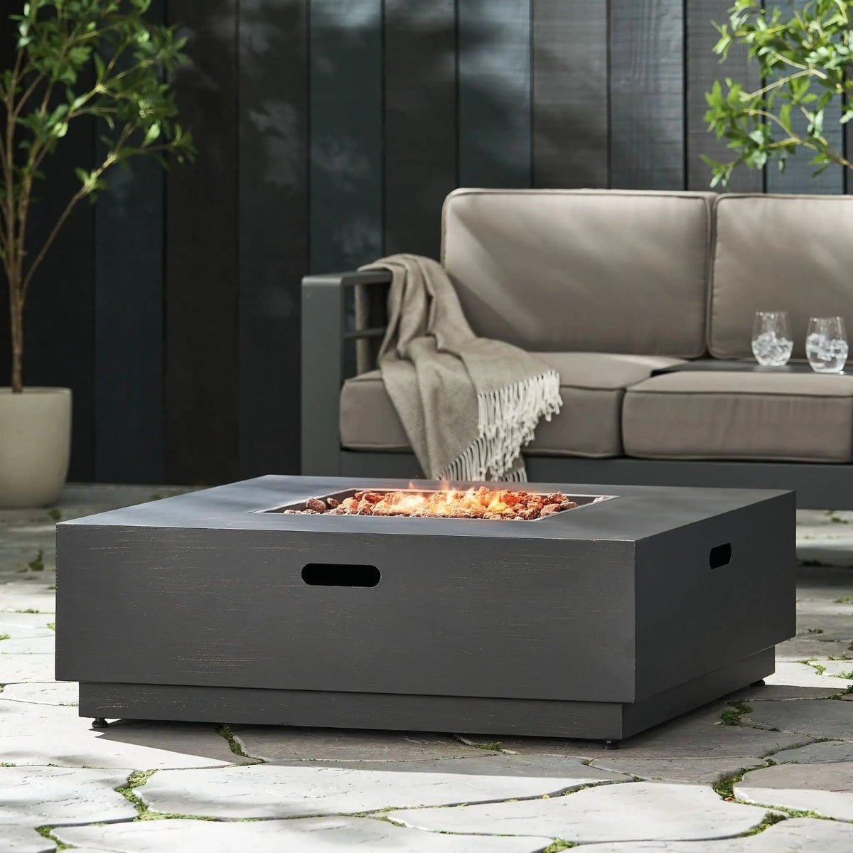 40-Inch 50K BTU Modern Outdoor Square Iron Backyard Patio Fire Pit | 40 Inch | Iron | Outdoor Living