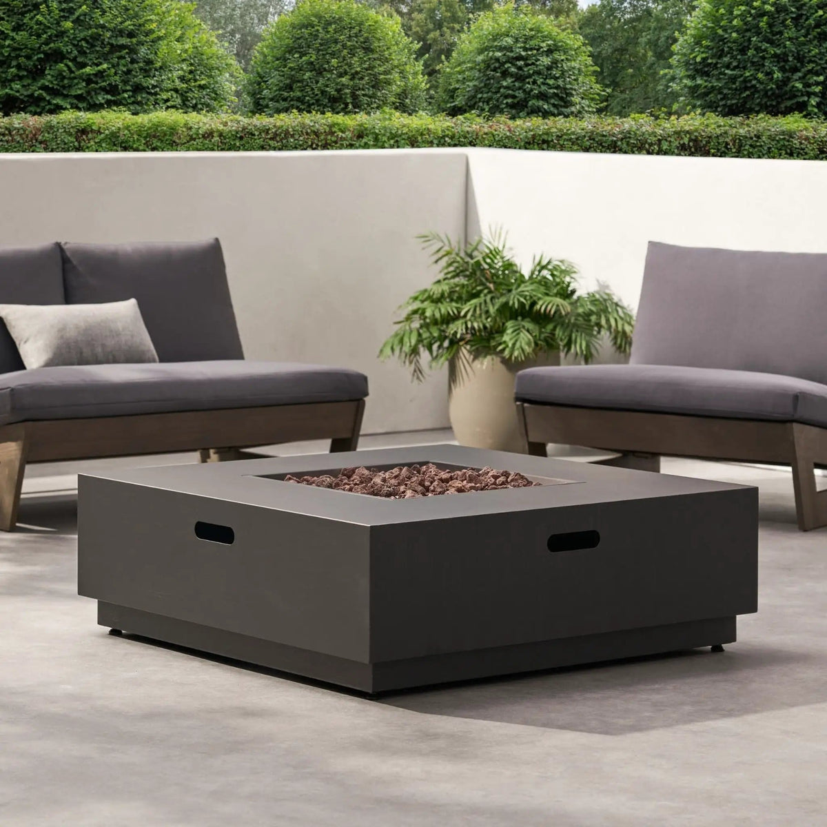 40-Inch 50K BTU Modern Outdoor Square Iron Backyard Patio Fire Pit | 40 Inch | Iron | Outdoor Living