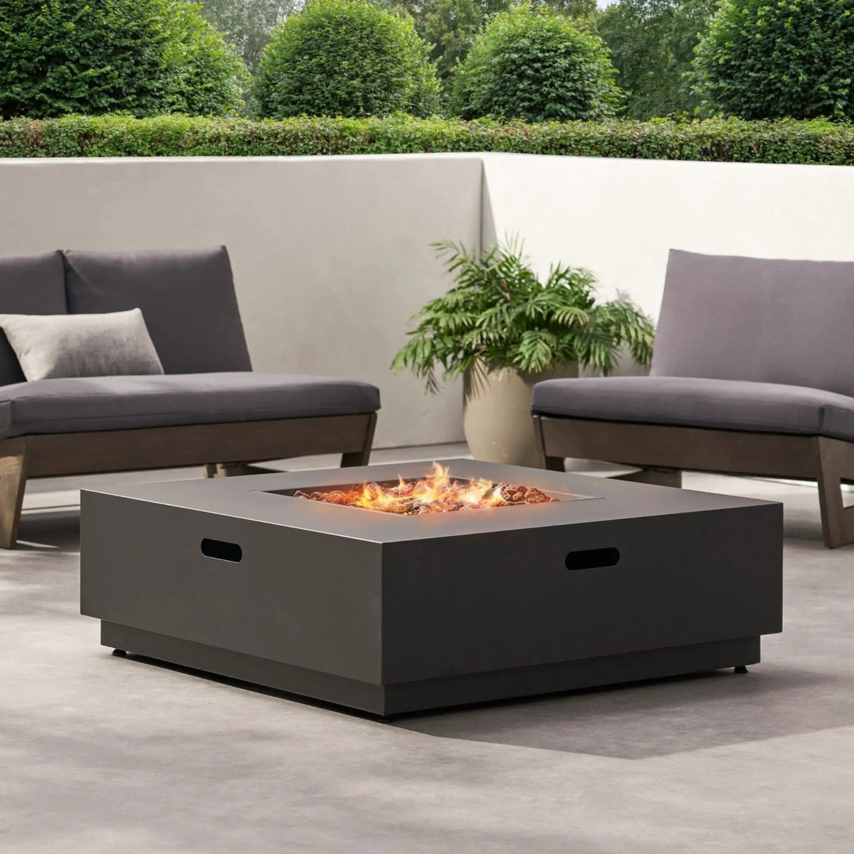 40-Inch 50K BTU Modern Outdoor Square Iron Backyard Patio Fire Pit | 40 Inch | Iron | Outdoor Living
