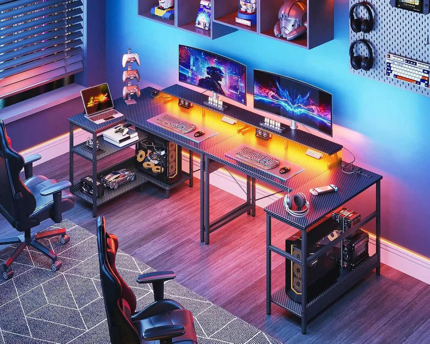 40 Inch Gaming Desk With USB Ports And LED Lights Black from PriceLows™