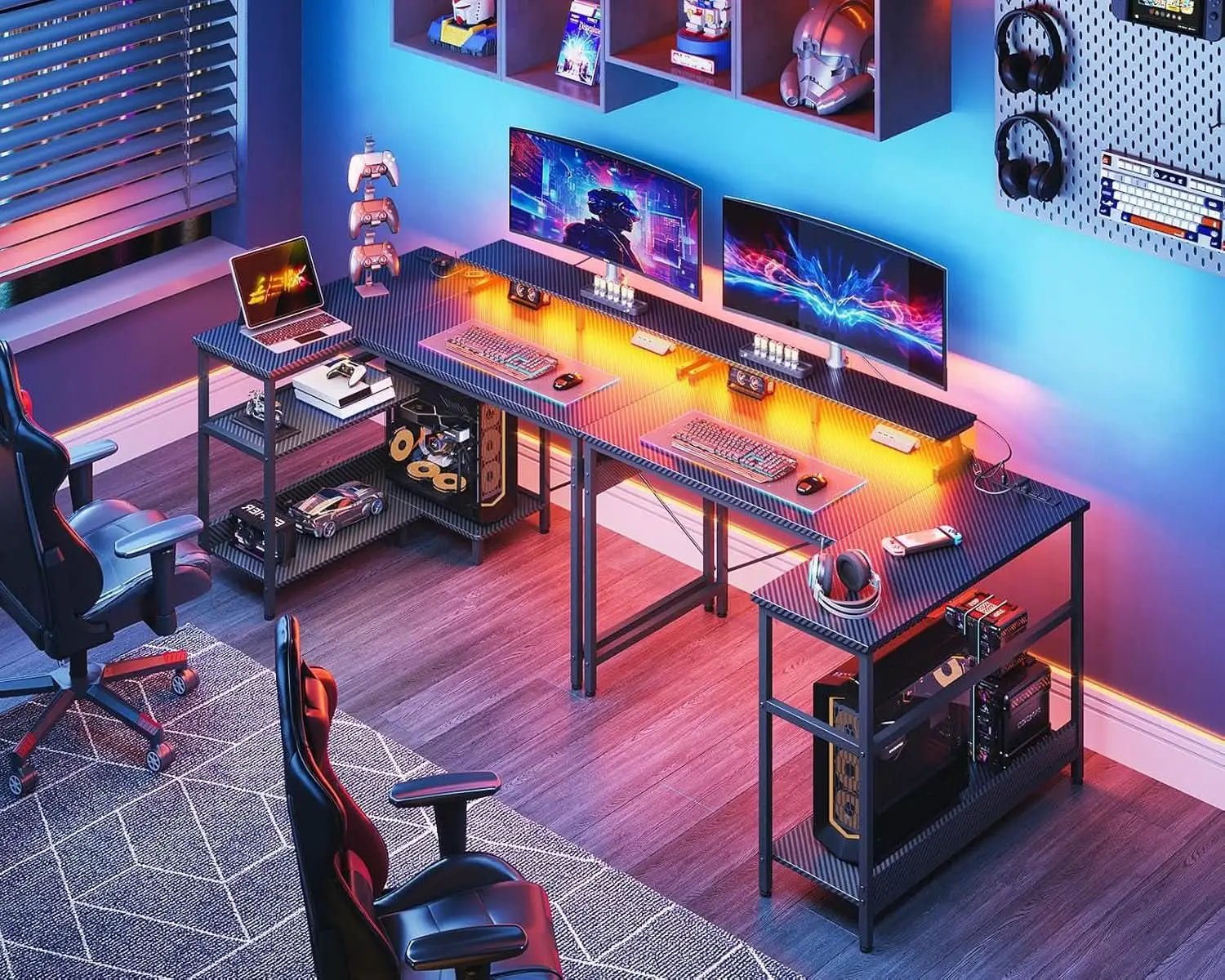 40 Inch Gaming Desk With USB Ports And LED Lights Black from PriceLows™