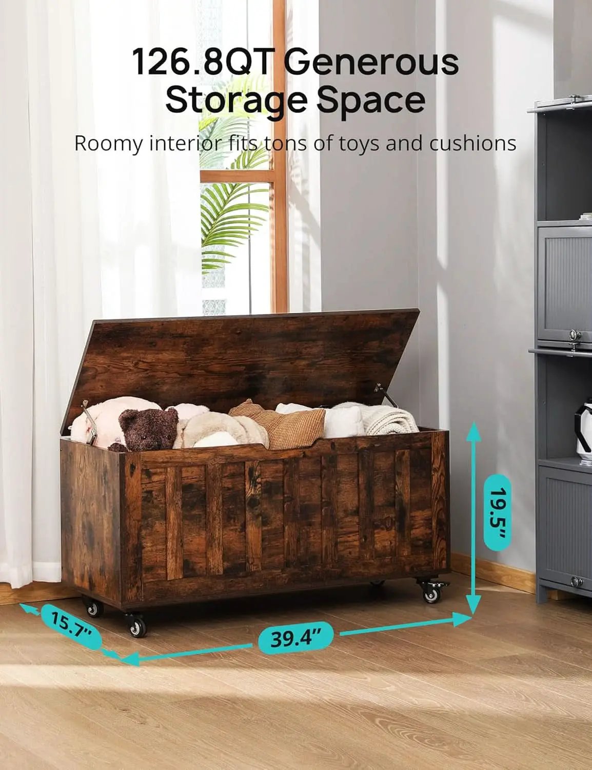 39 Inch Rustic Brown IndustrialGrade SolidStorage Chest from PriceLows™