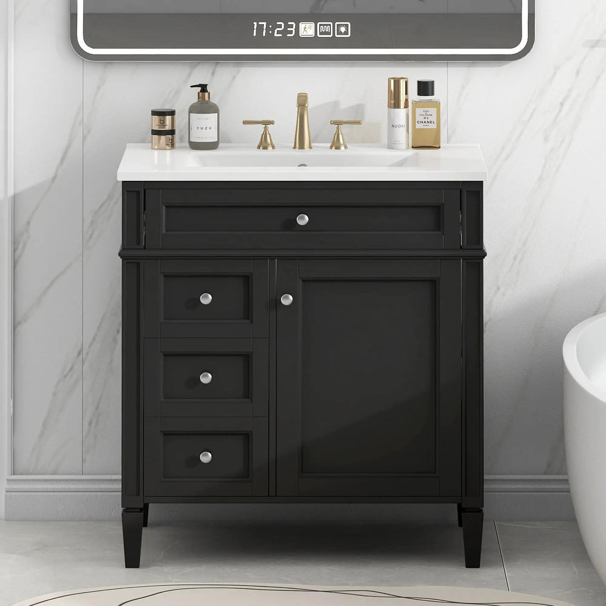 Bathroom Vanity | 3 Drawers | Blue Finish | Tip Out