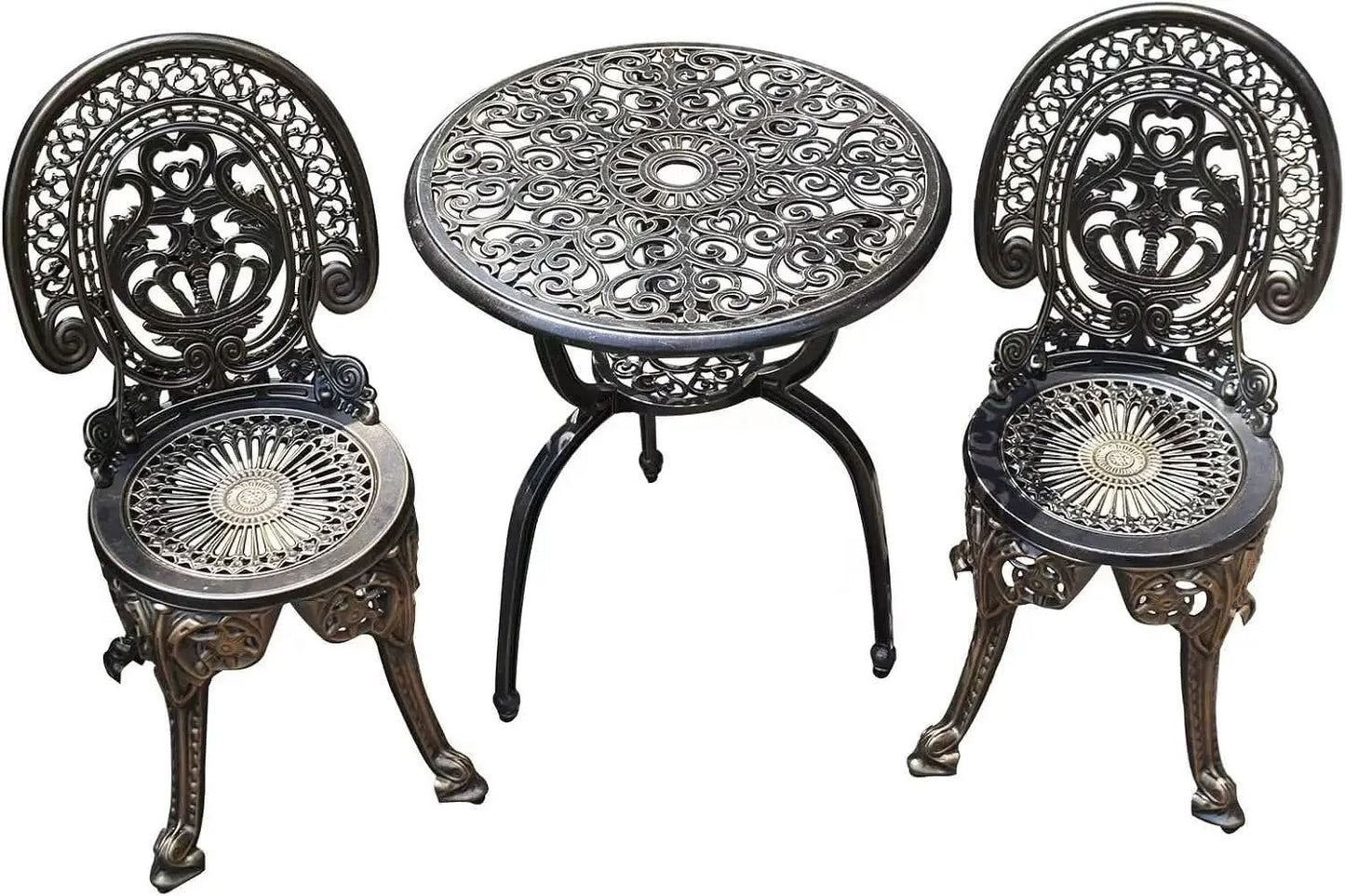 Cast Aluminum Patio Bistro Set With Umbrella Hole Outdoor from PriceLows™