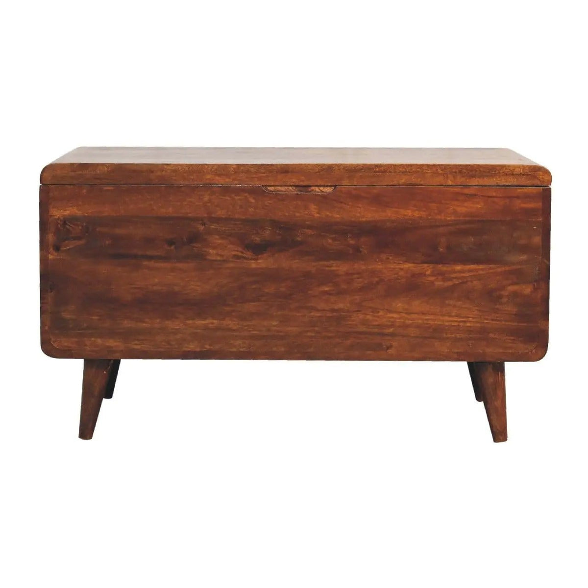 Curved Blanket Box Chestnut Storage Trunk | 35.43 x 17.72 x 19.69 in | Mango Wood | Home