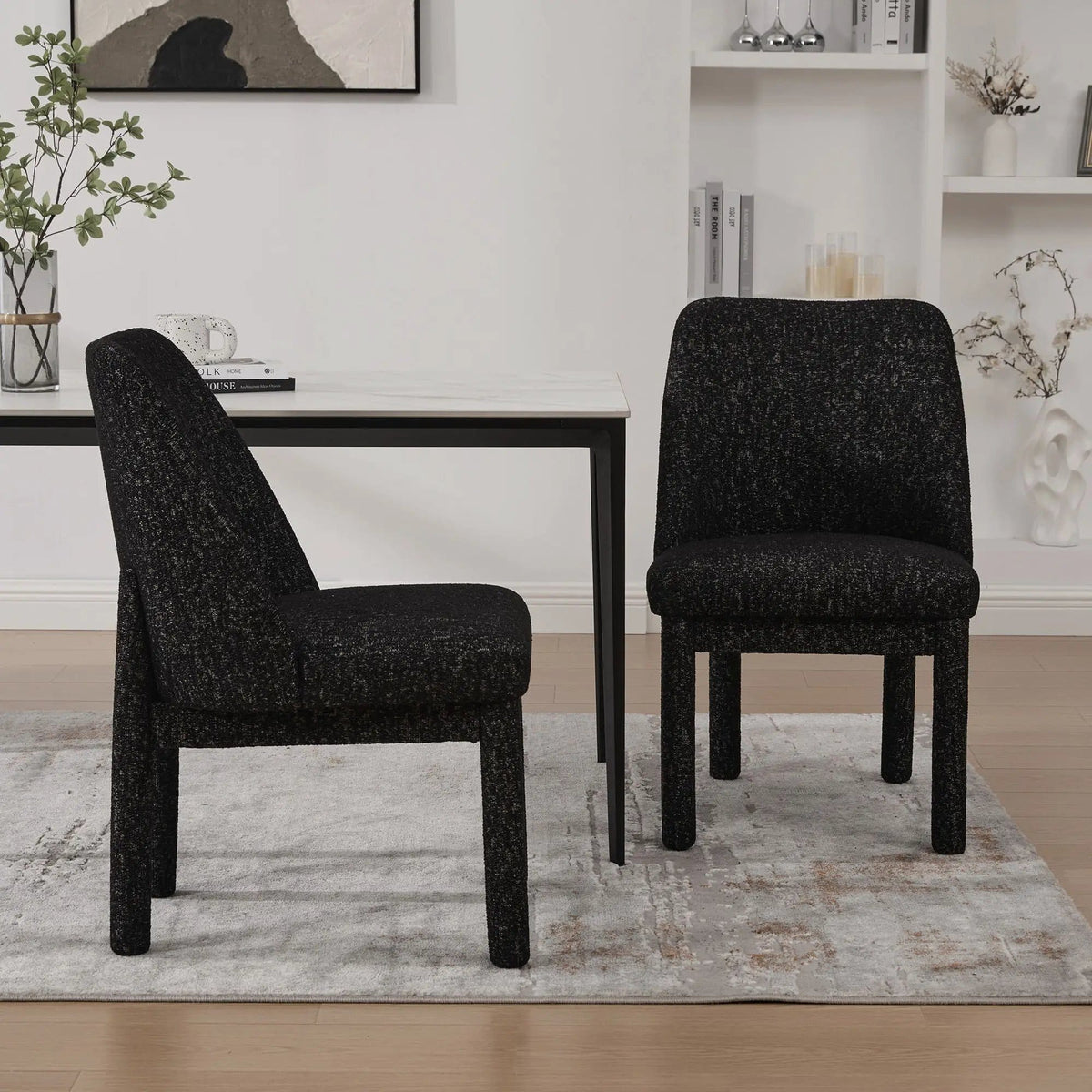 Wide Minimalist Dining Chair Chair Set | Chair Set | Rubberwood & Fabric | Dining Room
