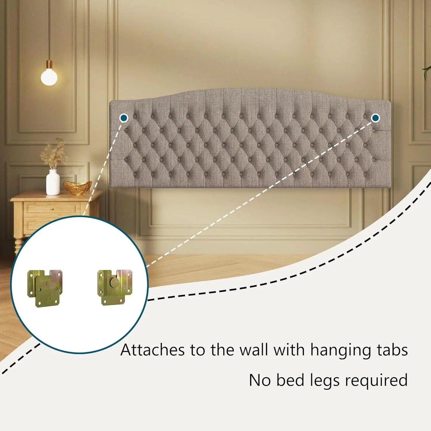 Luxury Linen Upholstered King Headboard with Easy Assembly from PriceLows™