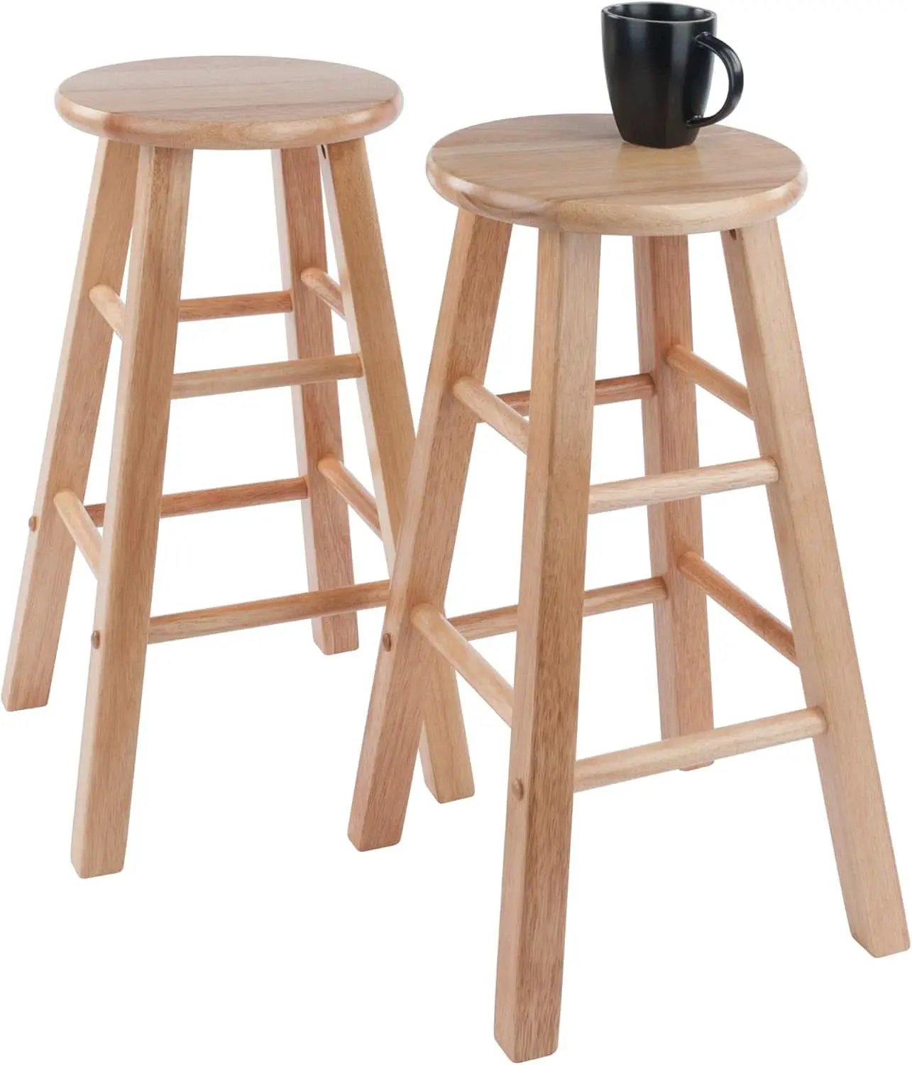 Two Piece 24 Inch Natural Finish Solid Wood Counter Stools from PriceLows™