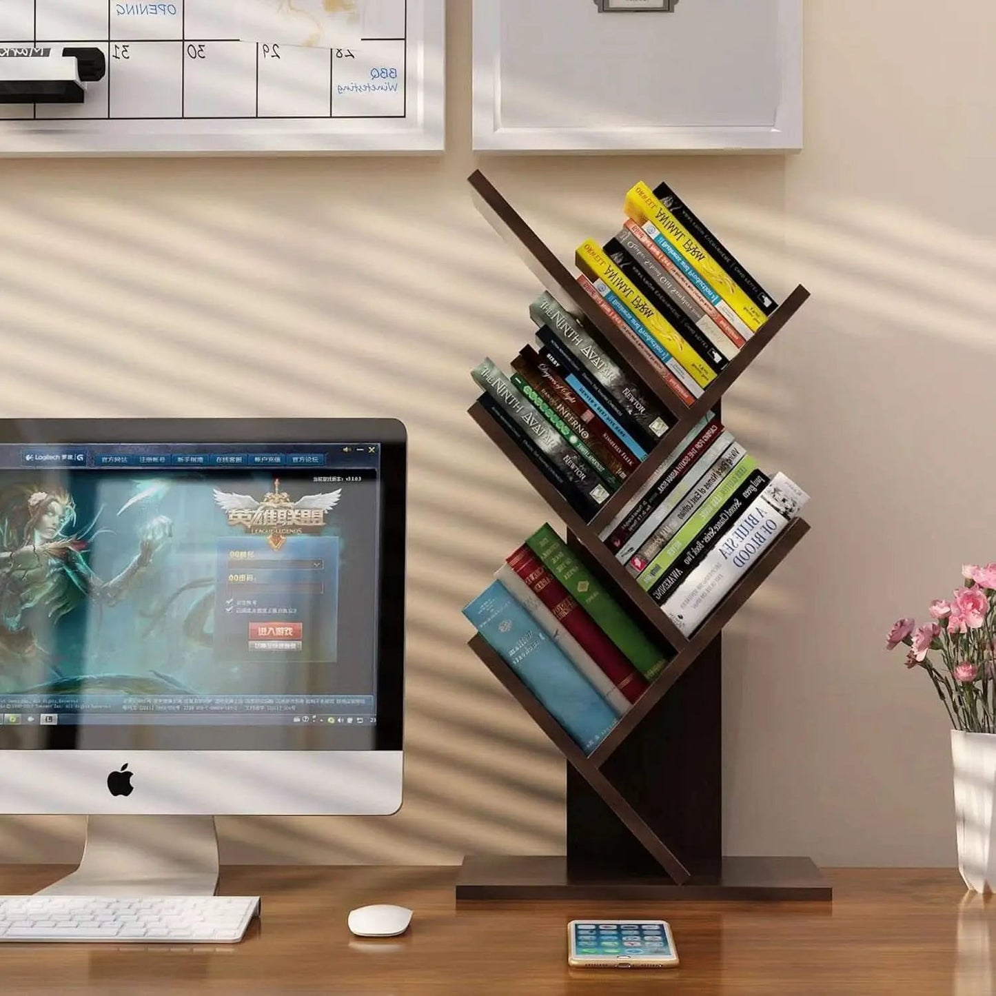 Wooden 5 Tier Book Tree Bookshelf For Displaying Books And Magazines from PriceLows™