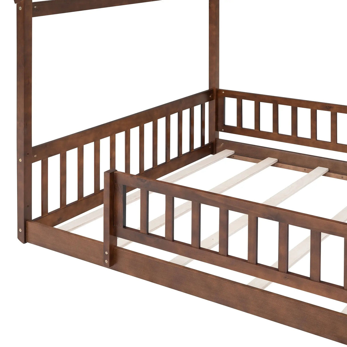 Kids Bed Frame | Playhouse Design | Roof And Fence | Toddler Size