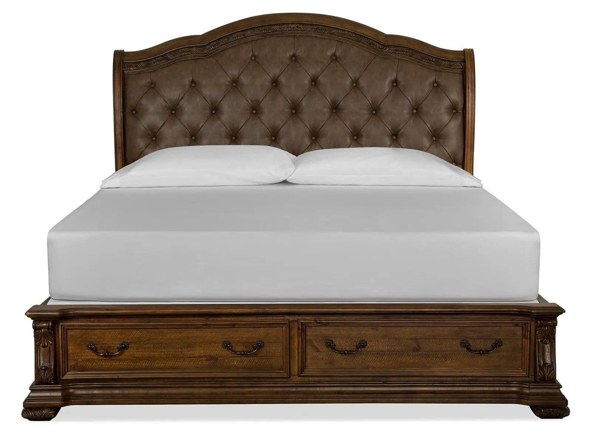 Durango Upholstered Sleigh Storage Bed | 3 Pieces | Brass | Bedroom