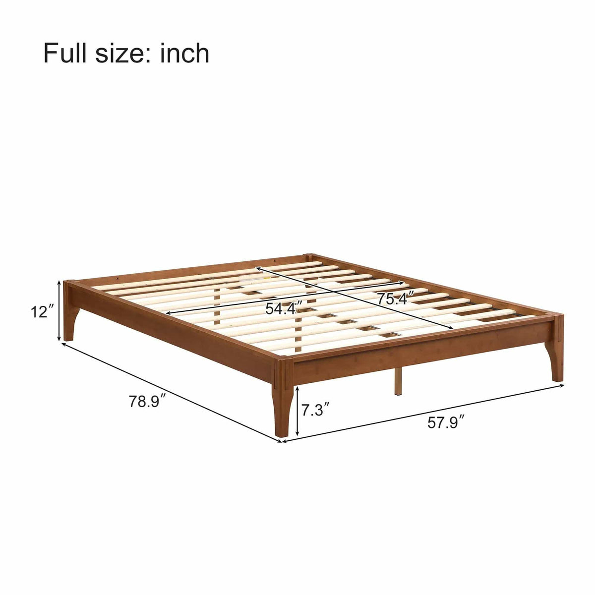 Solid Dry Bamboo Platform Bed Frame, With Slat Support | 6 Pieces | Bamboo | Bedroom