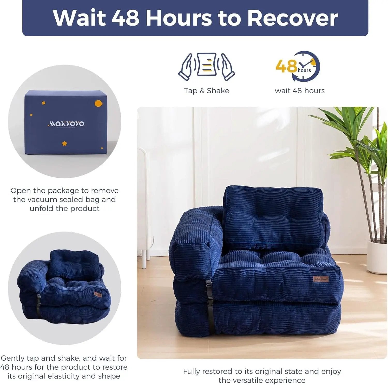 Navy Folding Sofa Bed With Armrests For Living Room from PriceLows™