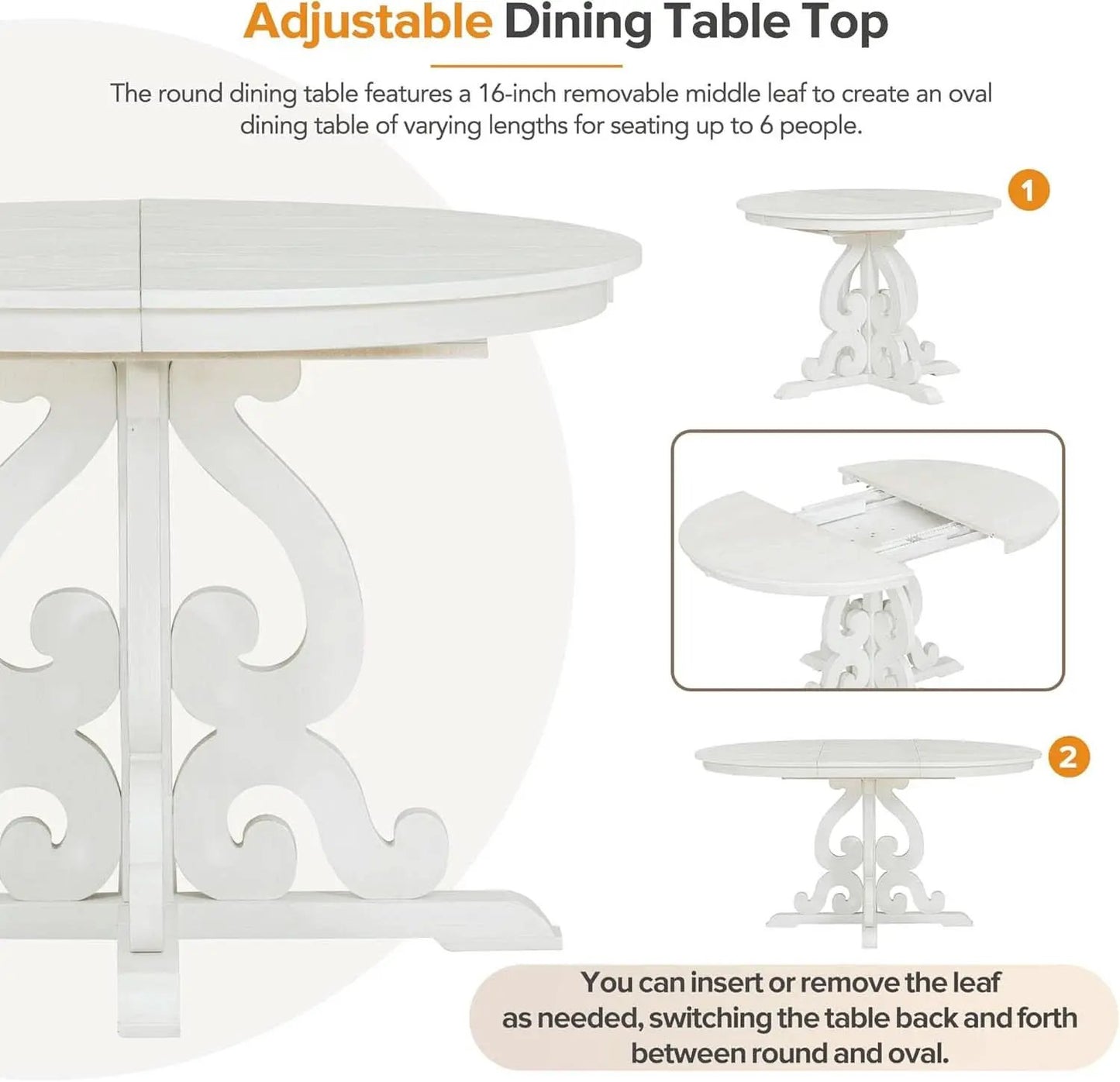 Round Solid Wood Dining Table Set Four from PriceLows™