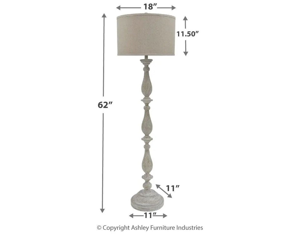 Bernadate Poly Floor Lamp | Whitewash Finish | 61 Inch Height | 130 Inch Cord