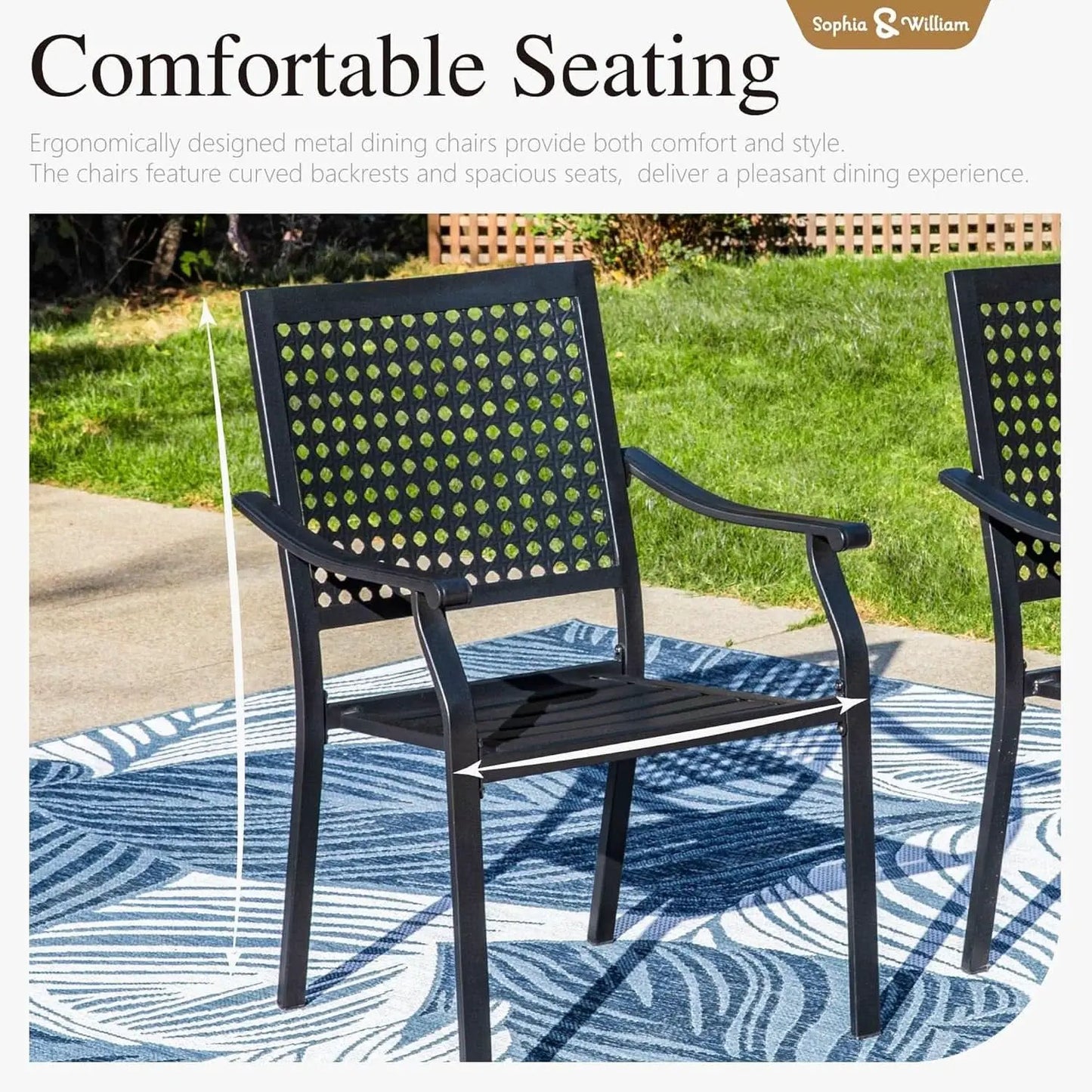 Patio Table And Chairs Set Black 37 Inch Square Table For 4 from PriceLows™