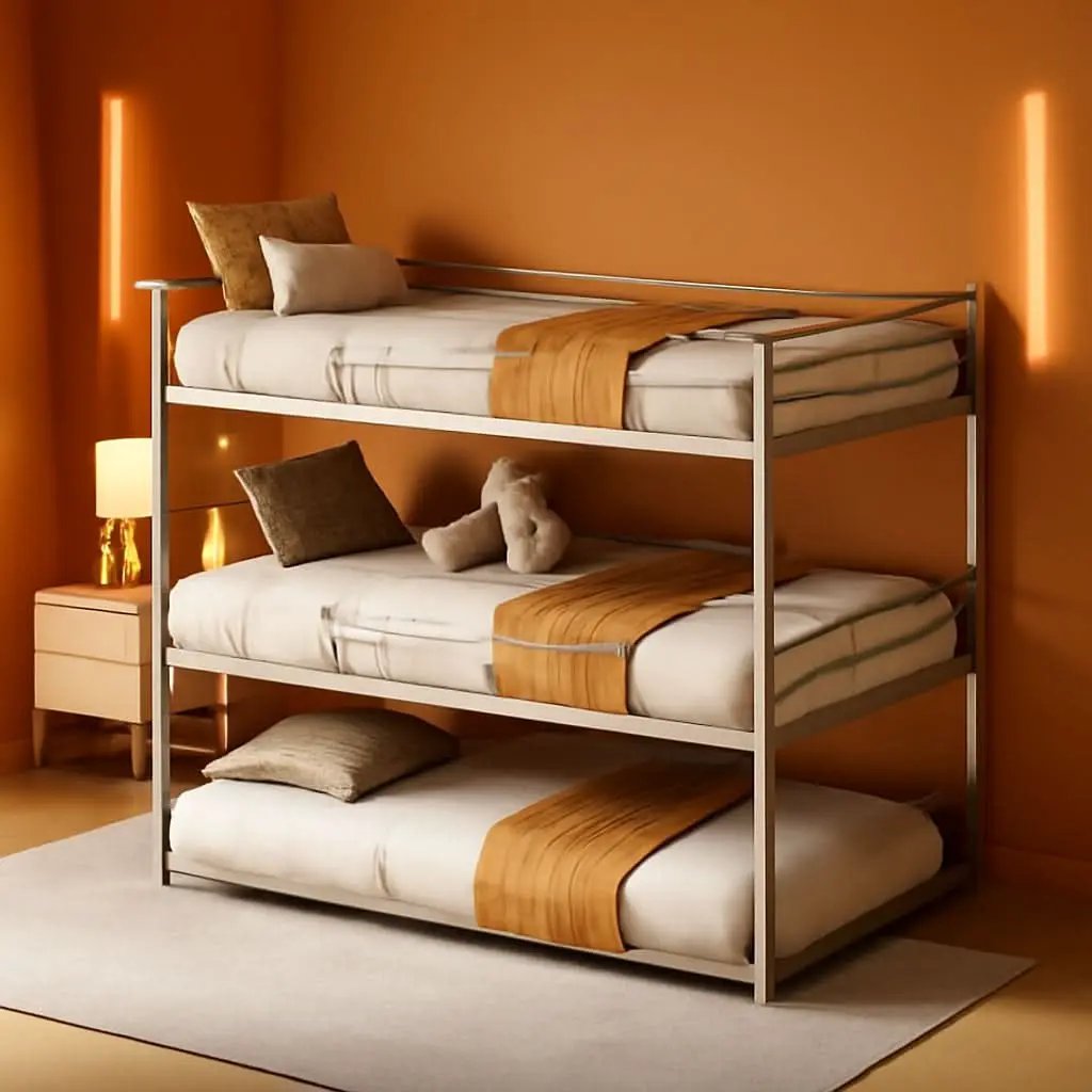 Black Triple Metal Bunk Bed Twin XL Full Queen Sizes from PriceLows™