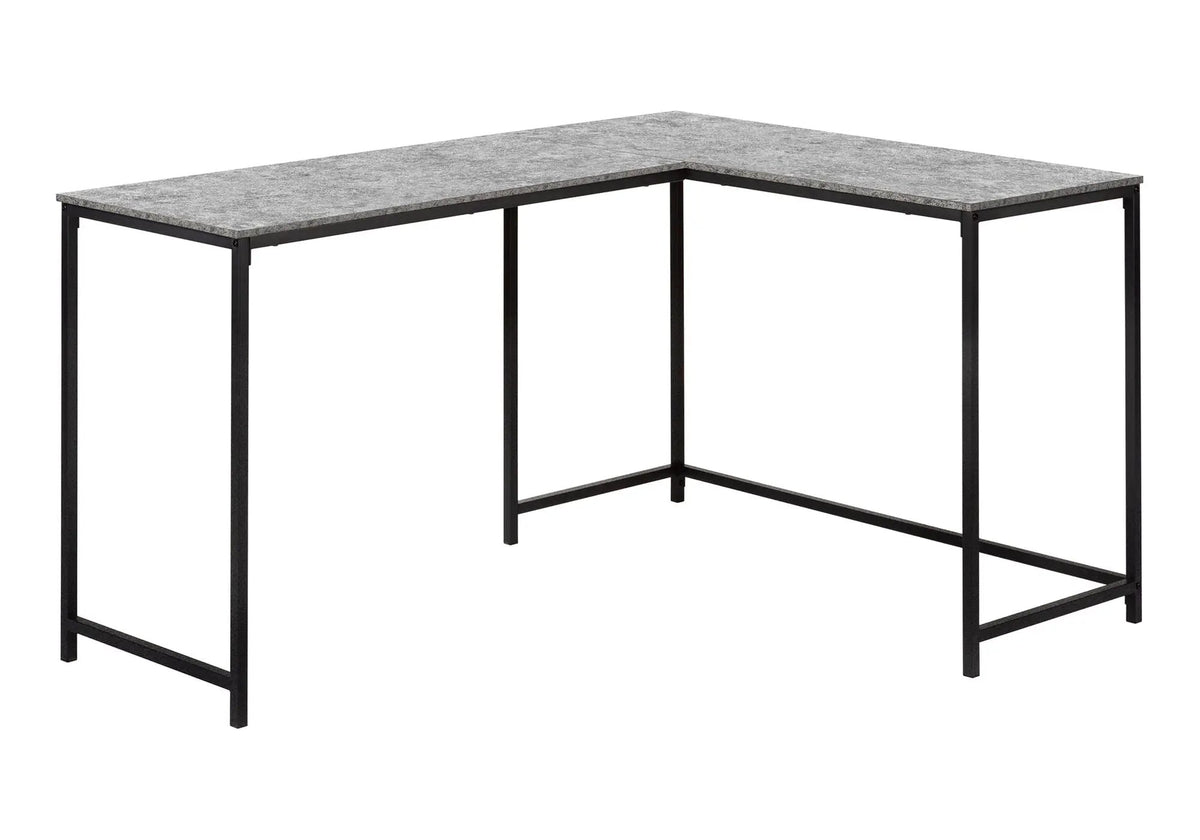 L-Shaped Corner Computer Desk | 58.25 Inch Width | Stone-Look Finish | Sturdy Metal Base