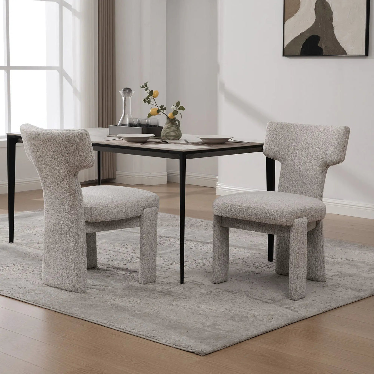 Armless Accent Chairs | Curved Back | Futuristic Design | Foam Padded Fabric
