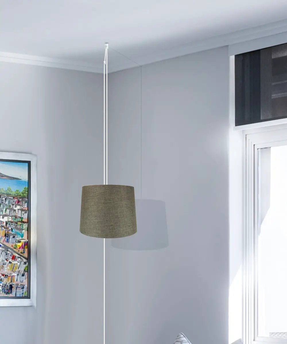 Swag Plug In Pendant | 14 Inch Width | 2 Light | Chocolate Burlap