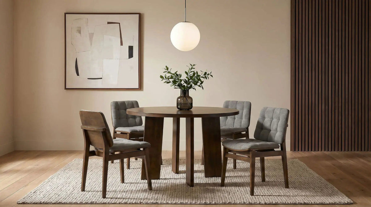 Strouse 5-piece Dining Set Grey and | 5-Piece Set | Rubberwood & Engineered Wood | Walnut