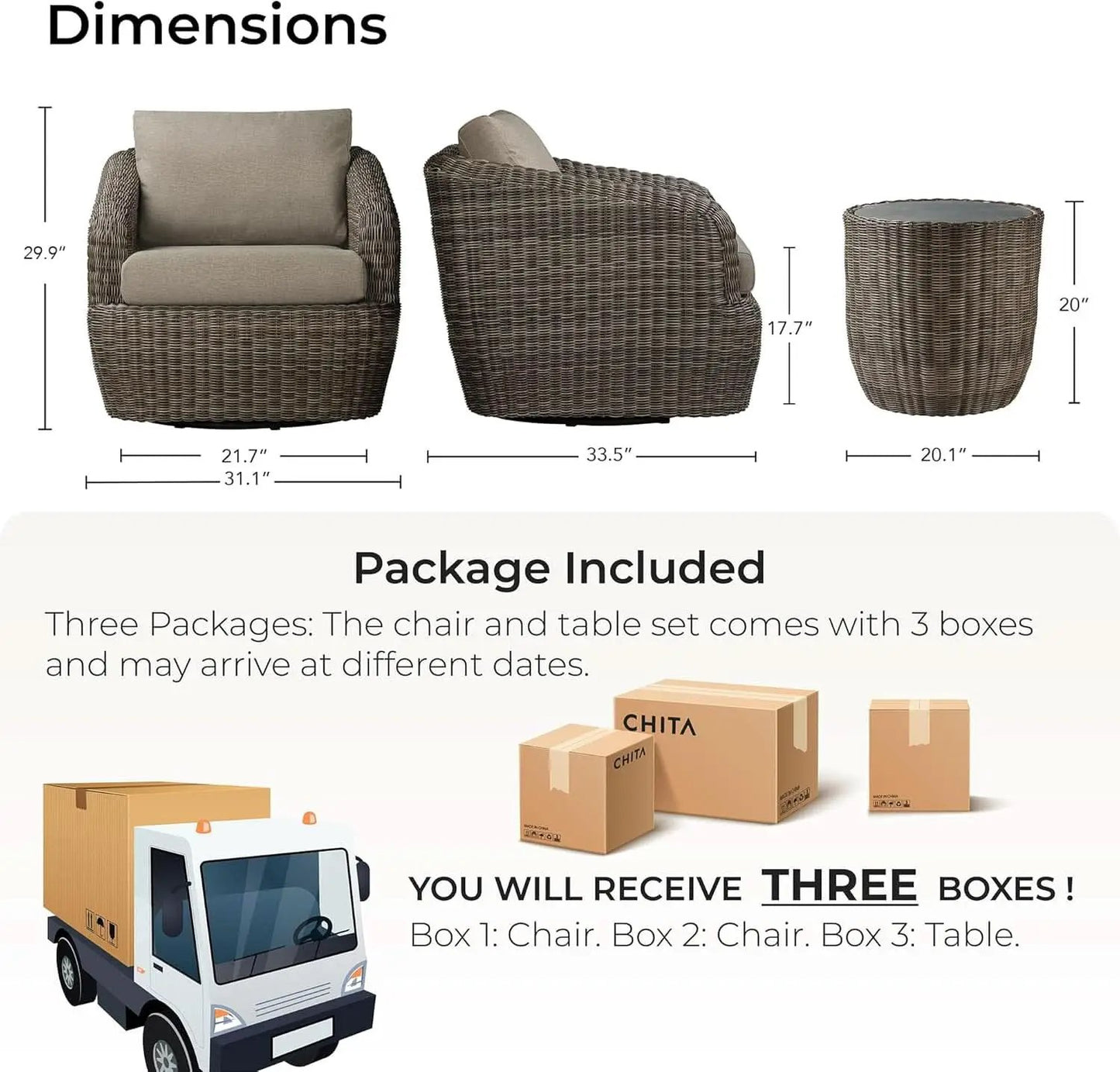 Outdoor Rattan Bistro Set With Comfortable Removable Cushions from PriceLows™