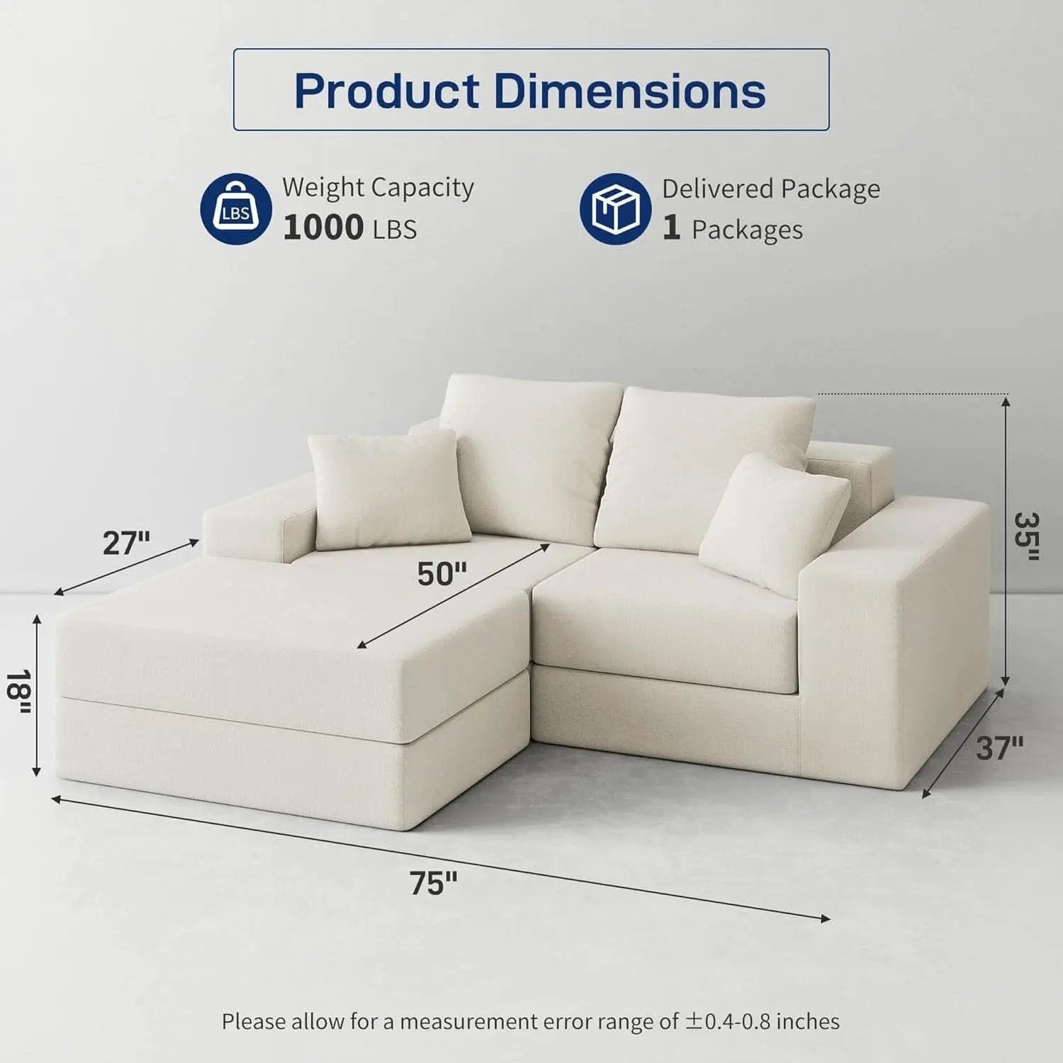 Beige Modular Sectional Sofa With Reversible Chaise from PriceLows™