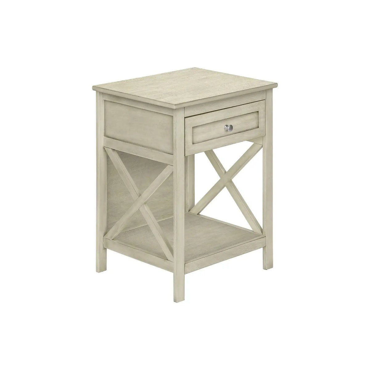 2-Tier Accent End Table | 25 Inch Height | Paneled Storage Drawer | Transitional Style