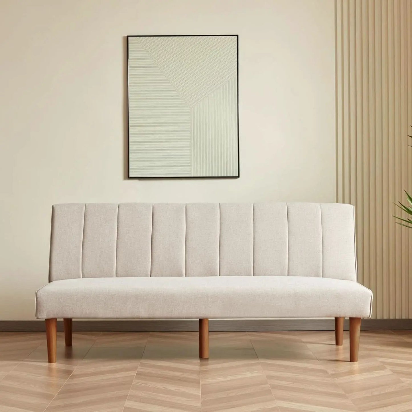 Beige Convertible Futon Sofa Bed For Living Room Use from PriceLows™