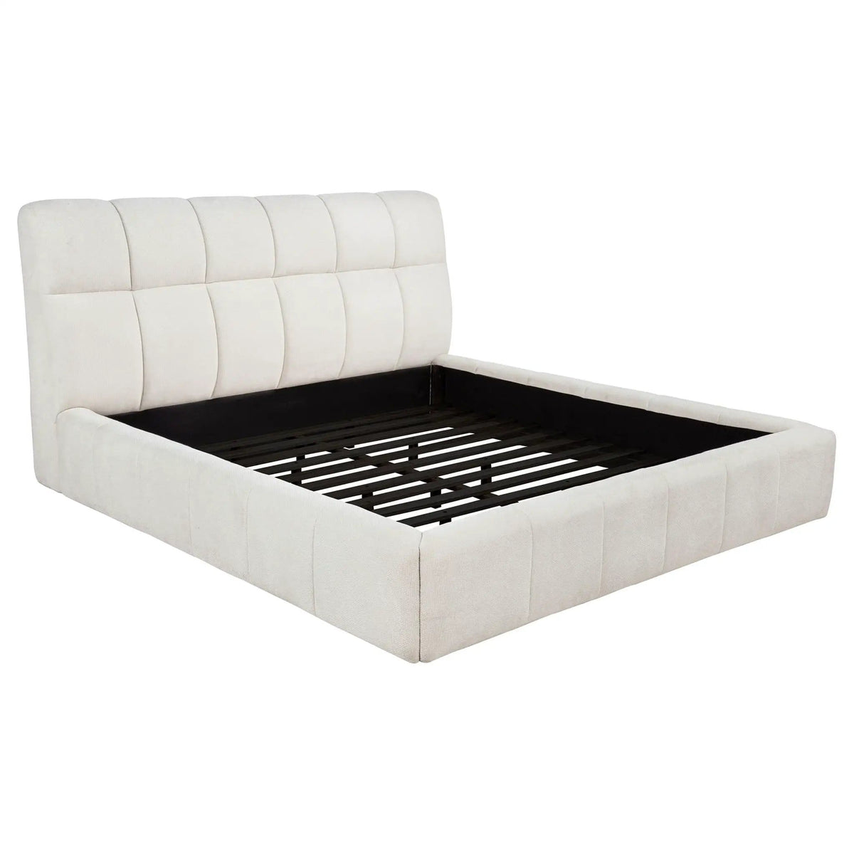 Nollet 48-inch Upholstered Eastern King Platform Bed | 87 x 98 x 47.5 in | Engineered Wood & Fabric | Cream
