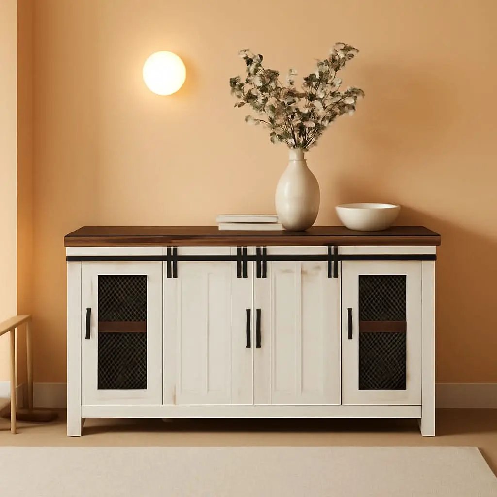 65 Inch Solid Wood TV Stand With Ample Storage Cabinet from PriceLows™