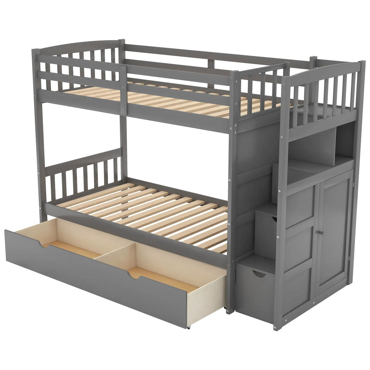 Bunk Bed | Convertible To Full Size | Built In Storage | Integrated Staircase