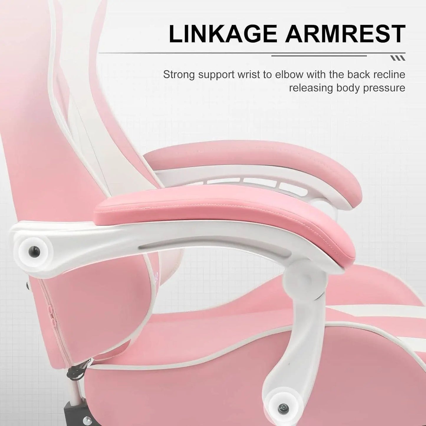 Pink Gaming Chair With Footrest And Lumbar Support Height Adjustable from PriceLows™